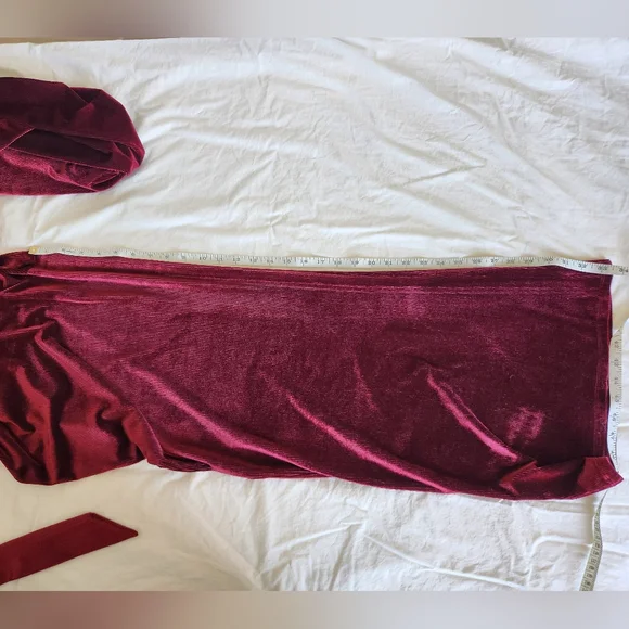 Elegant Burgundy Velvet Jumpsuit - Picture 6 of 6